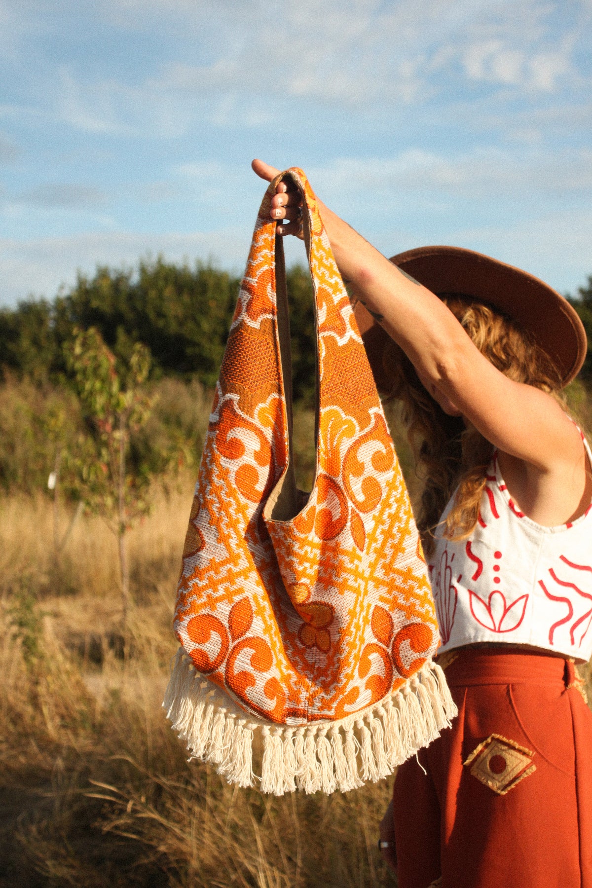 Boho 70s fringed bag