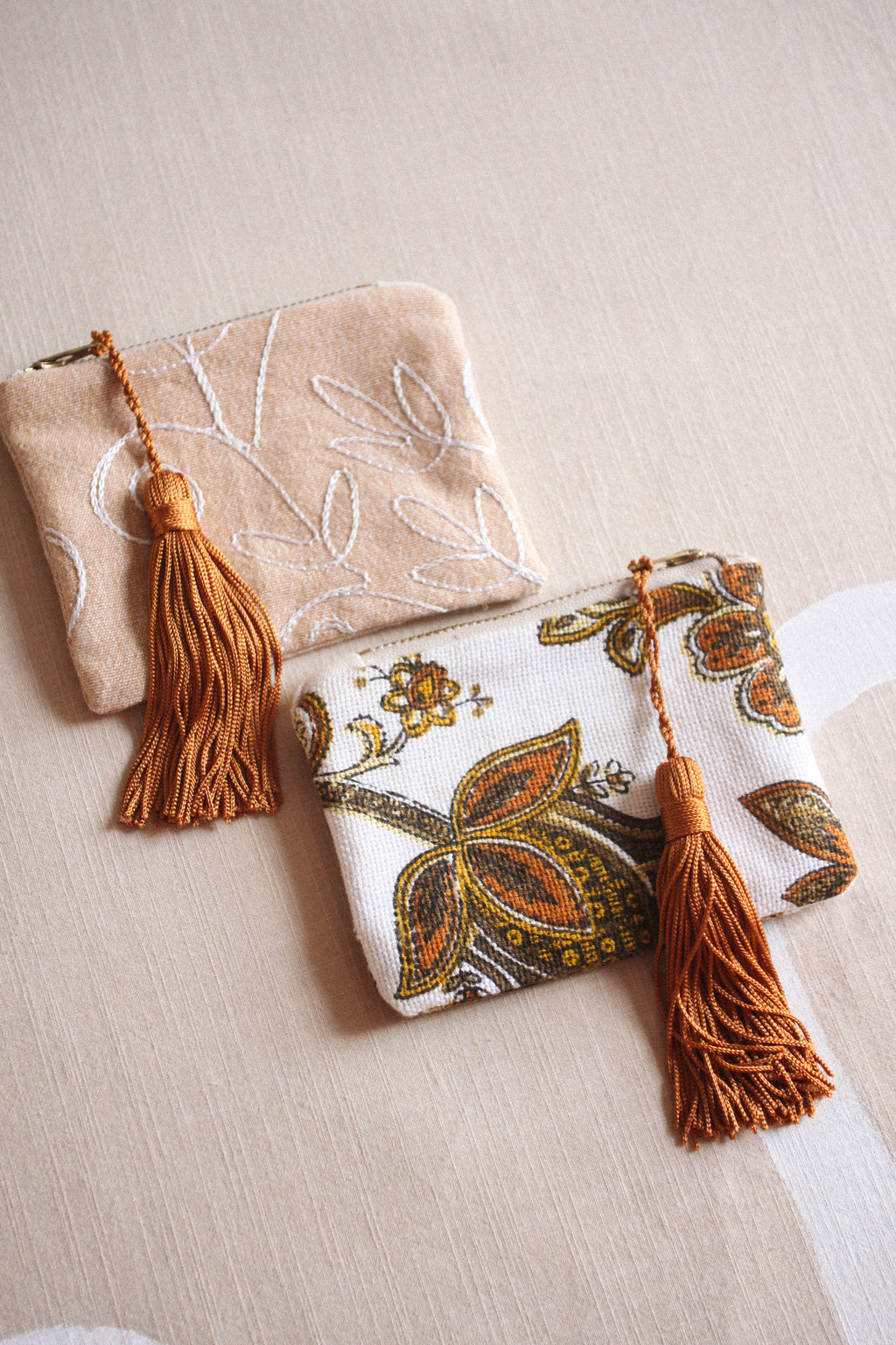 Vintage fabric mini zip purses