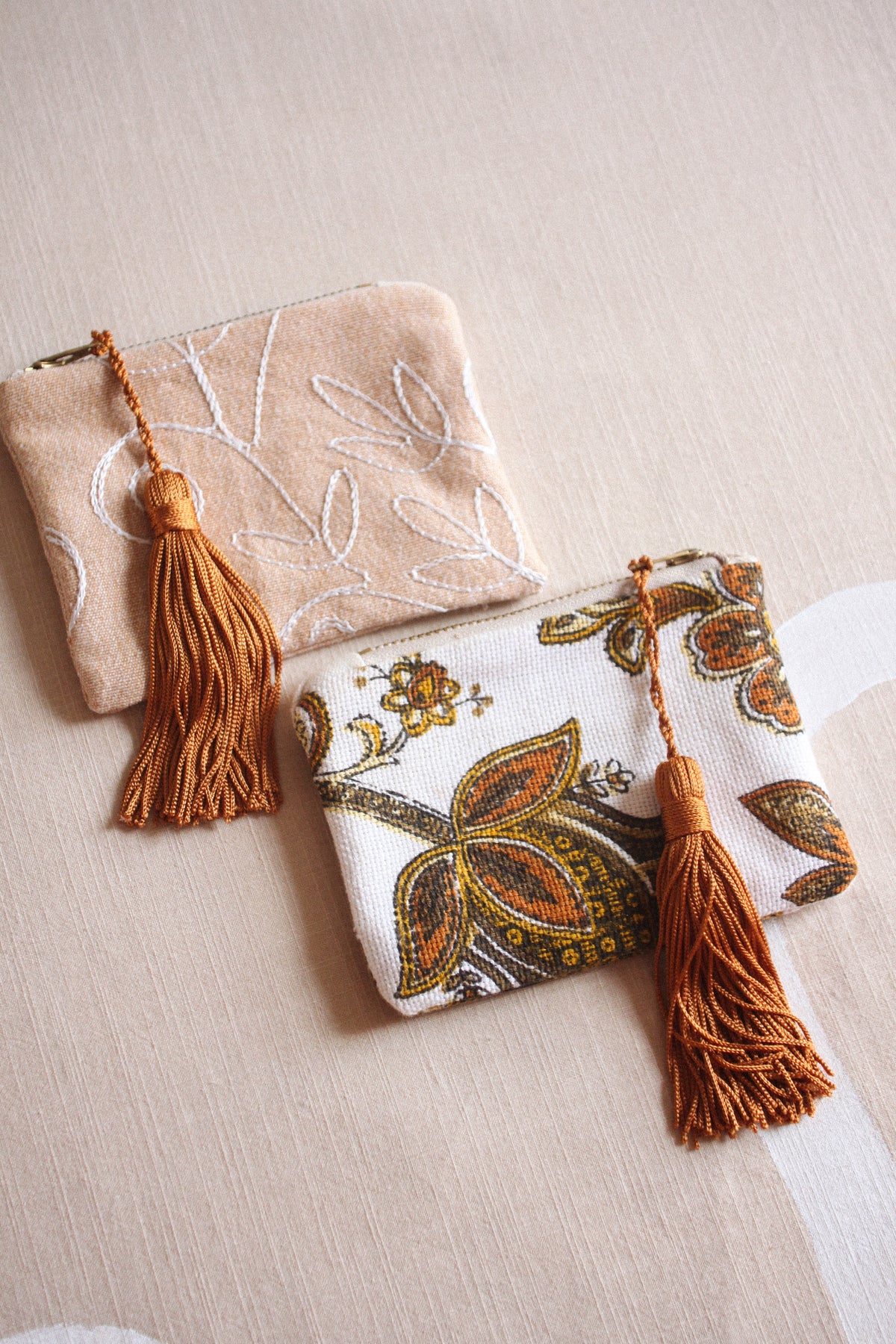 Vintage fabric mini zip purses